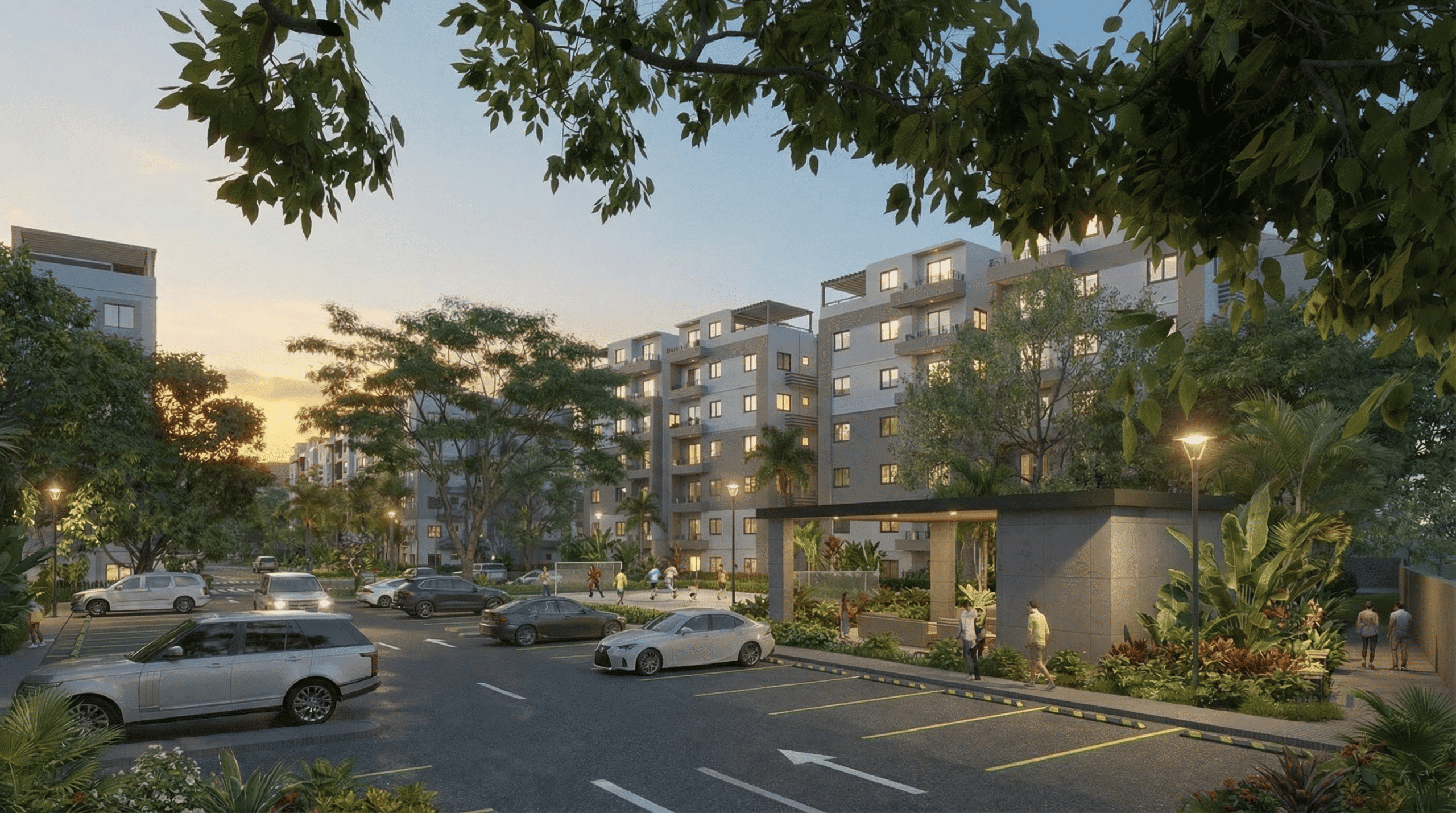 Gurabo Paradise vista aérea nocturna — Apartamentos en venta Gurabo Santiago República Dominicana