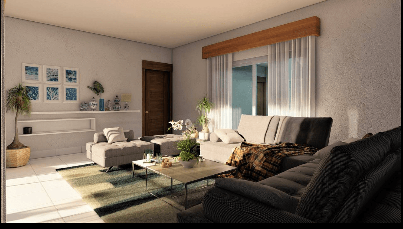 Interior sala apartamento Torre Navonna diseño moderno Santiago RD
